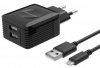 Сетевое зарядное устройство ATOMIC U500, 2USB-A, 2.1A с кабелем micro-USB, цвет черный | 10.128